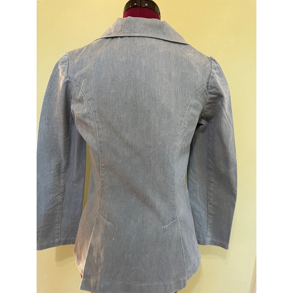 Vintage 1970s Womens Light Blue Denim Blazer Jacket Size S - Picture 2 of 16